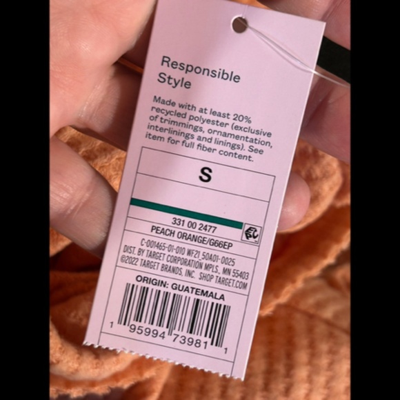 Wild Fable Long Sleeve Waffle Knit Crop Pullover Top/Sweater Peach Size S - NWT - Picture 11 of 15